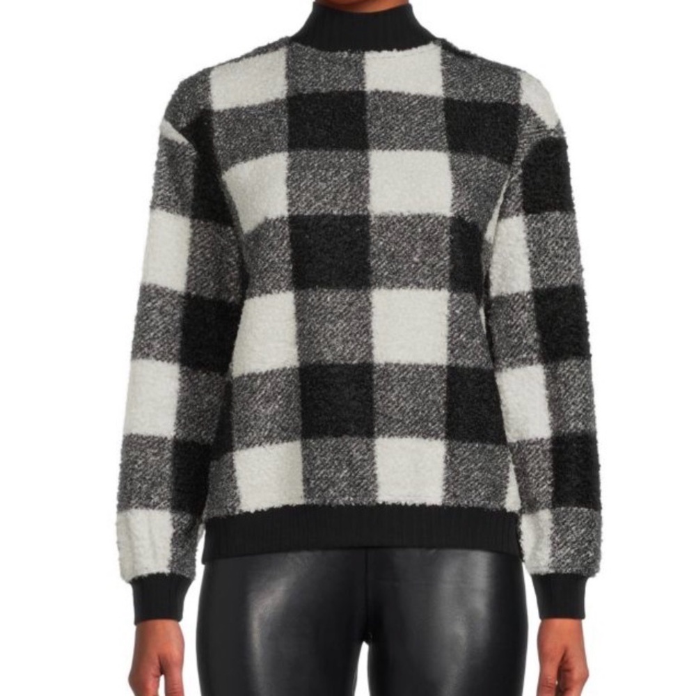 BeachLunchLounge NWT Tavia gingham Boucle sweater, XS